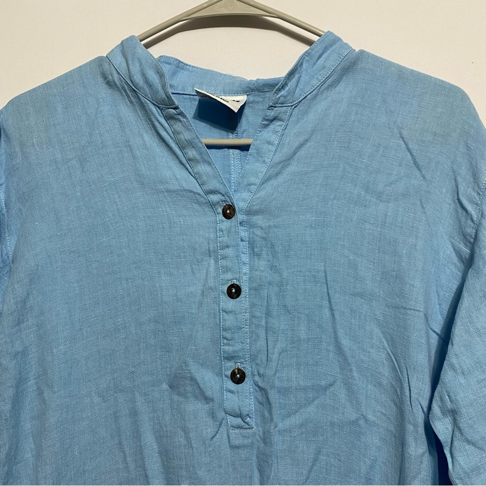 CALIFORNIA THREADS Tunic Small 100% Linen Longline Boho USA Coastal MSRP $70